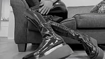Rubbing sounds of latex with boots, shoes and gloves